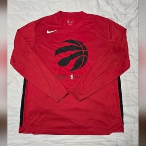 Nike Red Long Sleeve Toronto Raptors Logo Shirt